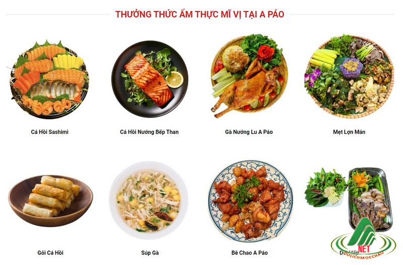 Thực đơn nhà hàng a páo mộc châu
