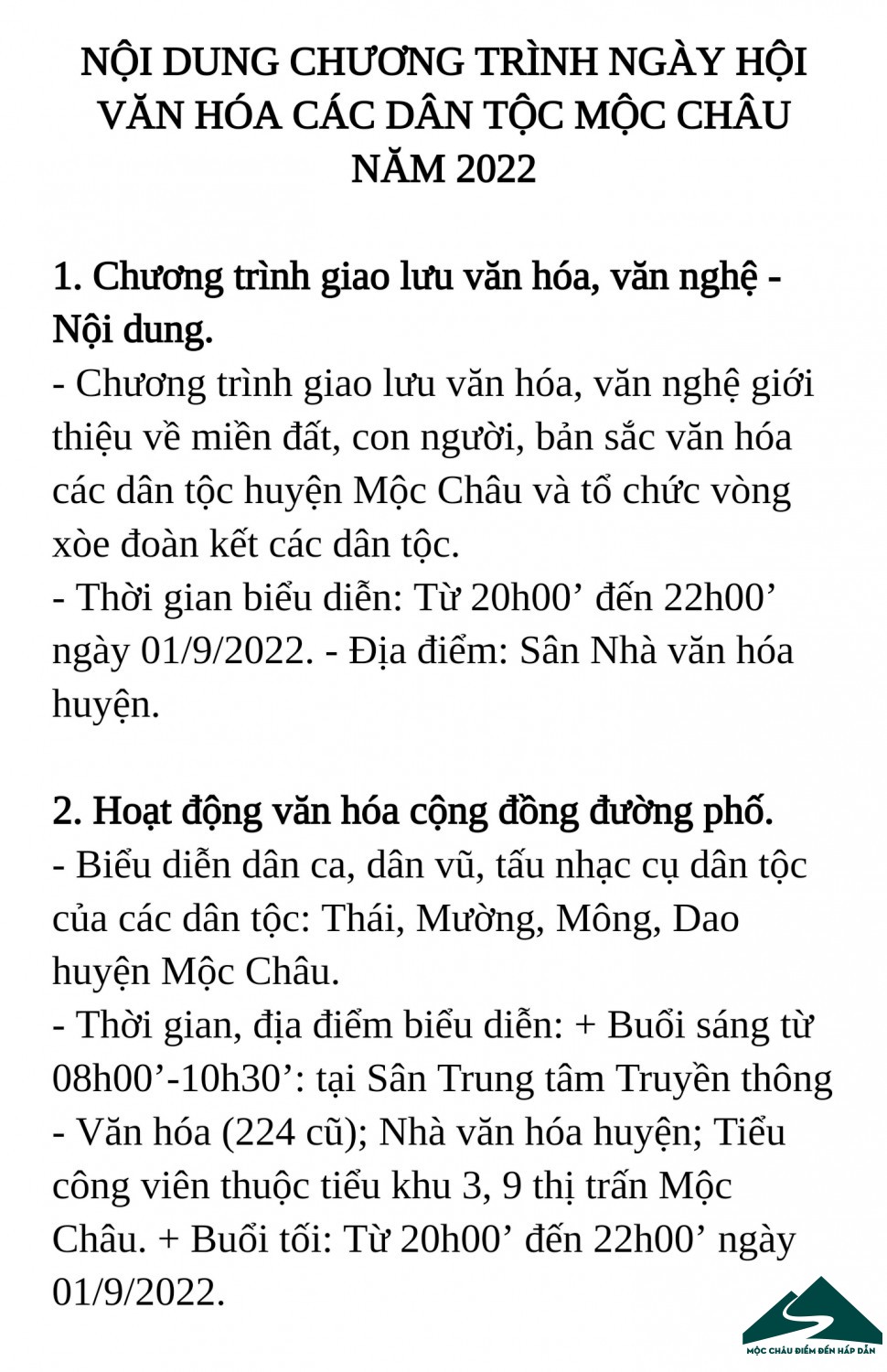 chương trình ngày hội các dân tộc mộc châu